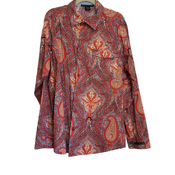 Vintage 90's Martithe + Francois Girbaud Orange Paisley Long Sleeve Shirt XXL - Picture 10 of 10